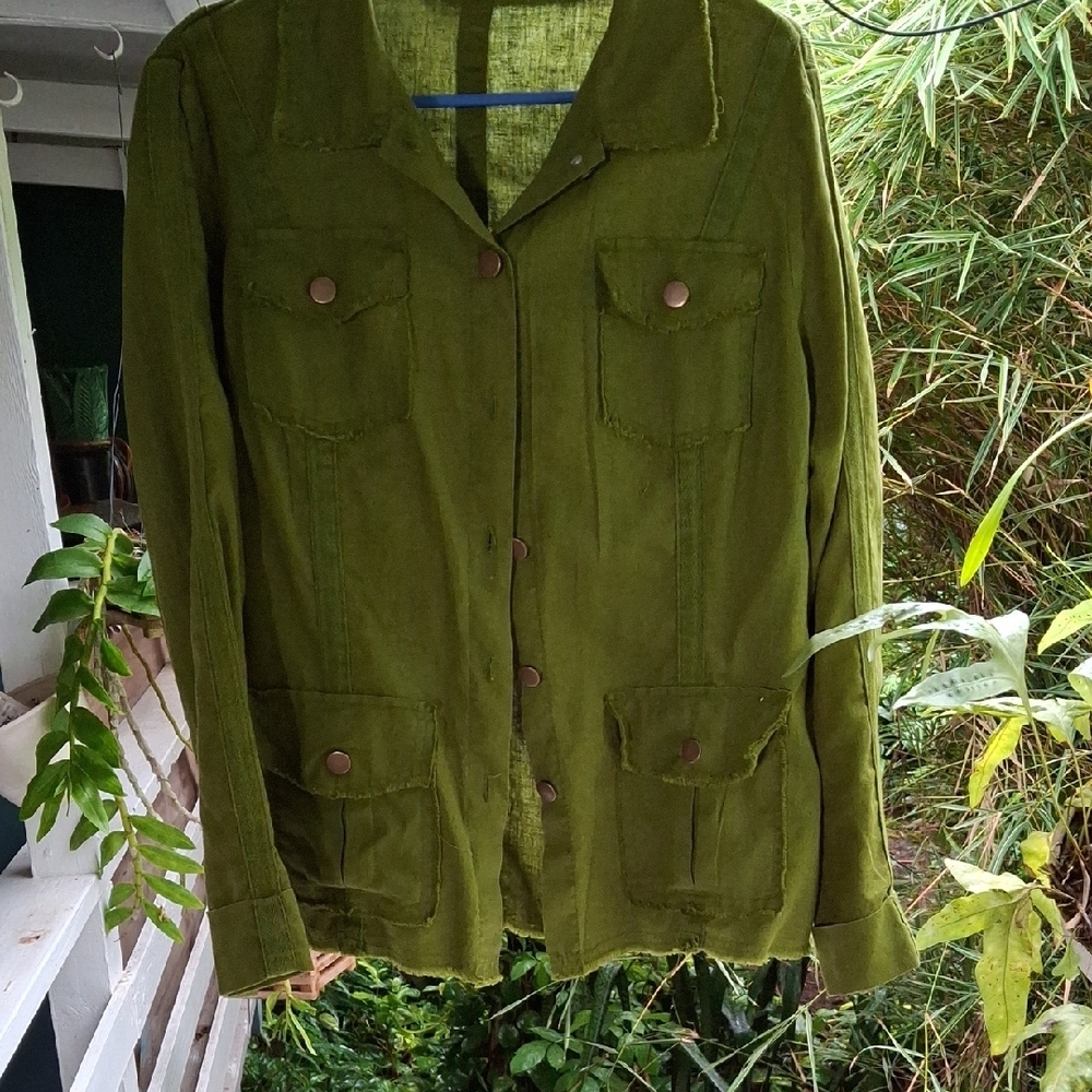 Olive Green Women's Linen Jacket